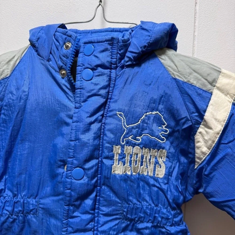Detroit Lions NFL Kids‎ Touchdown Club Jacket Embroidered Logo 90's Vintage
